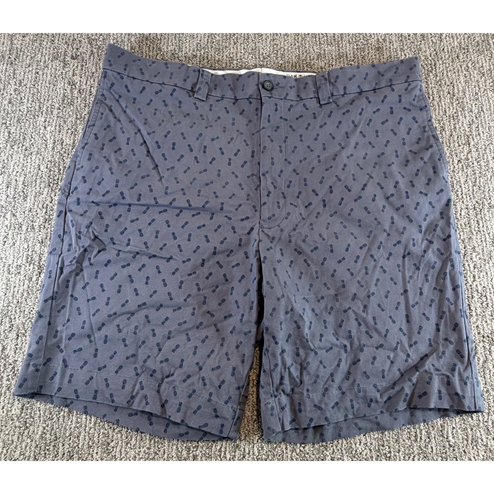 Oak Hill Chino Shorts Mens 42 Grey Blue Pineapple Print‎ Stretch Cotton Casual